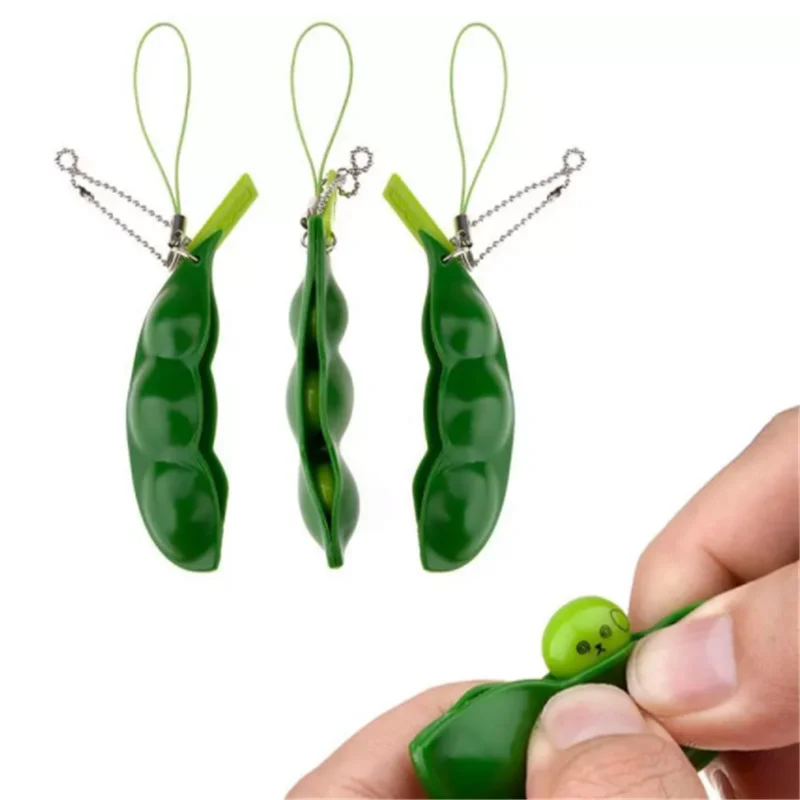 Забавный бесконечный Сжимаемый эдамаме выражение гороха Цепочка-Брелок