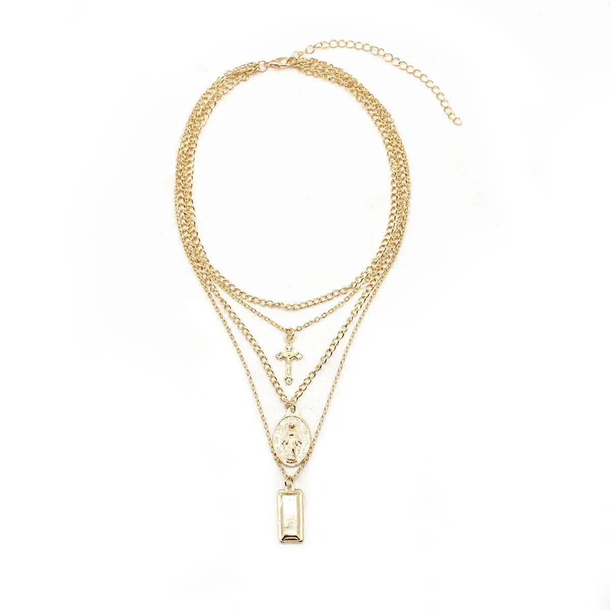 Retro Exaggerated Chain Necklace Personality Metal Cross Multilayer Pendant Necklaces for Women Fashion Neck Jewelry XL804 | Украшения и