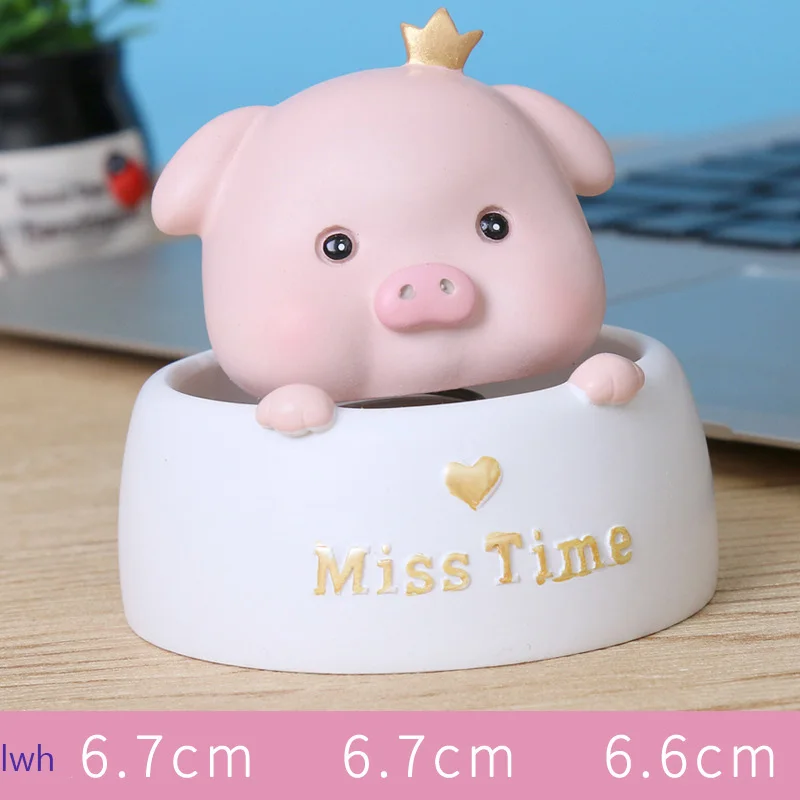 

Cute Shaking Head Piggy Piglet Decor Car Ornaments Desktop Resin Crafts Bedroom Accessories Home Decoration Modern