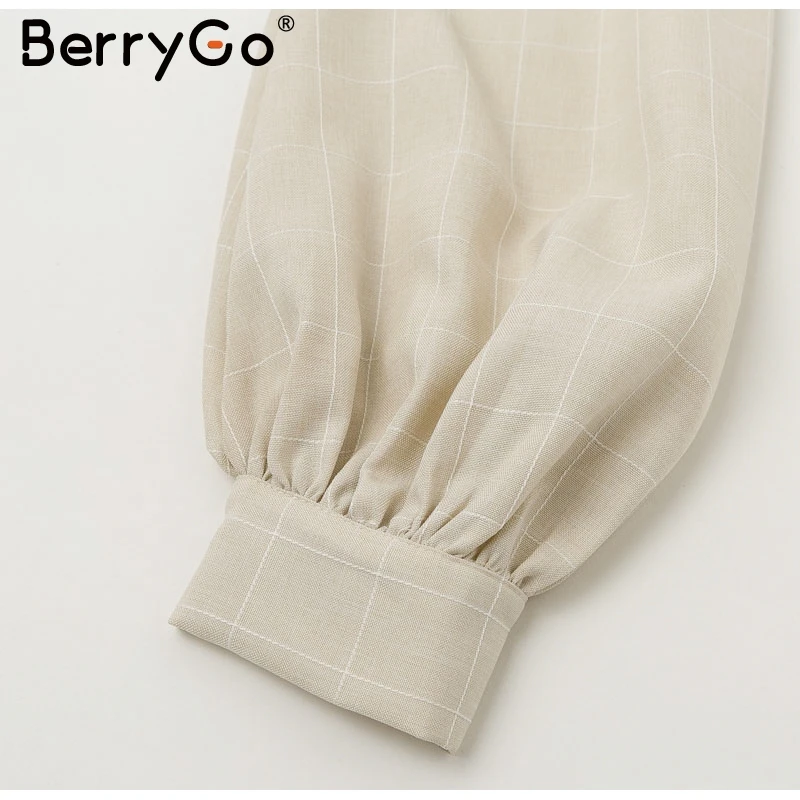 BerryGo Женские топы с оборками и открытыми плечами, осенние элегантные женские топы с пуговицами и рукавами-фонариками, вечерние женские повседневные топы