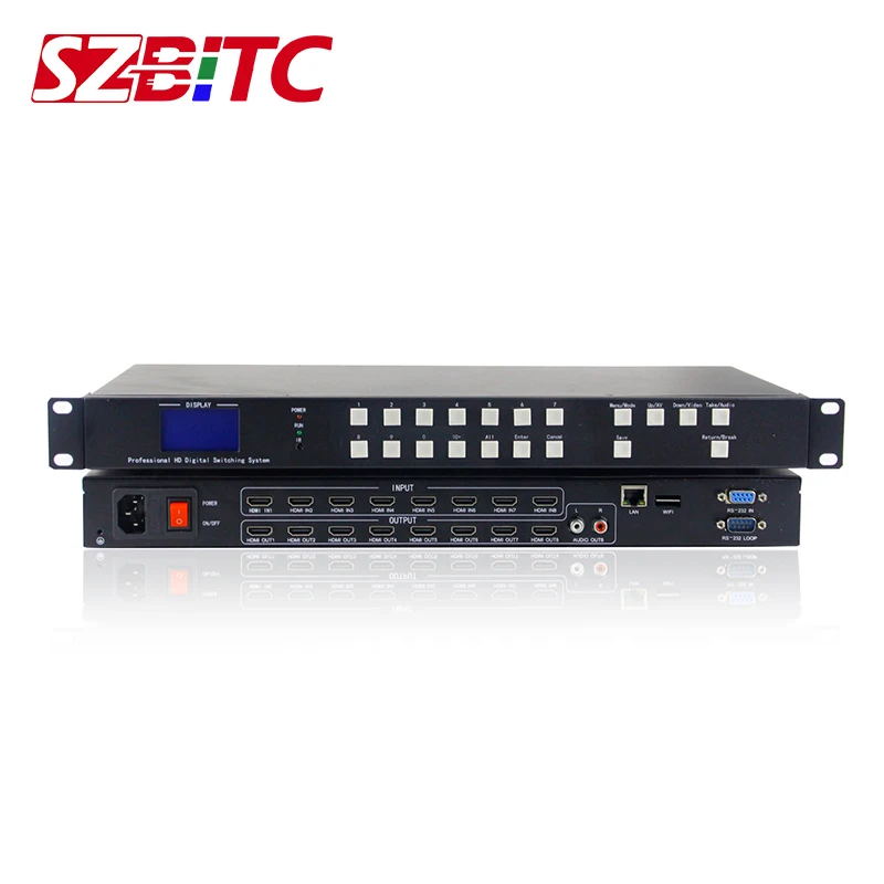 SZBITC 8x8 HDMI матричный коммутатор 4k видео 8 в Выход 3840*2160 3D EDID TCP/IP кнопка