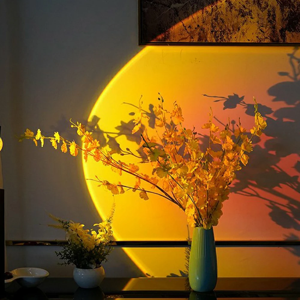 

USB Sunset Rainbow Projector Atmosphere LED Home Coffee Shop Live Broadcast Background Wall Decoration Projection Table Lamp