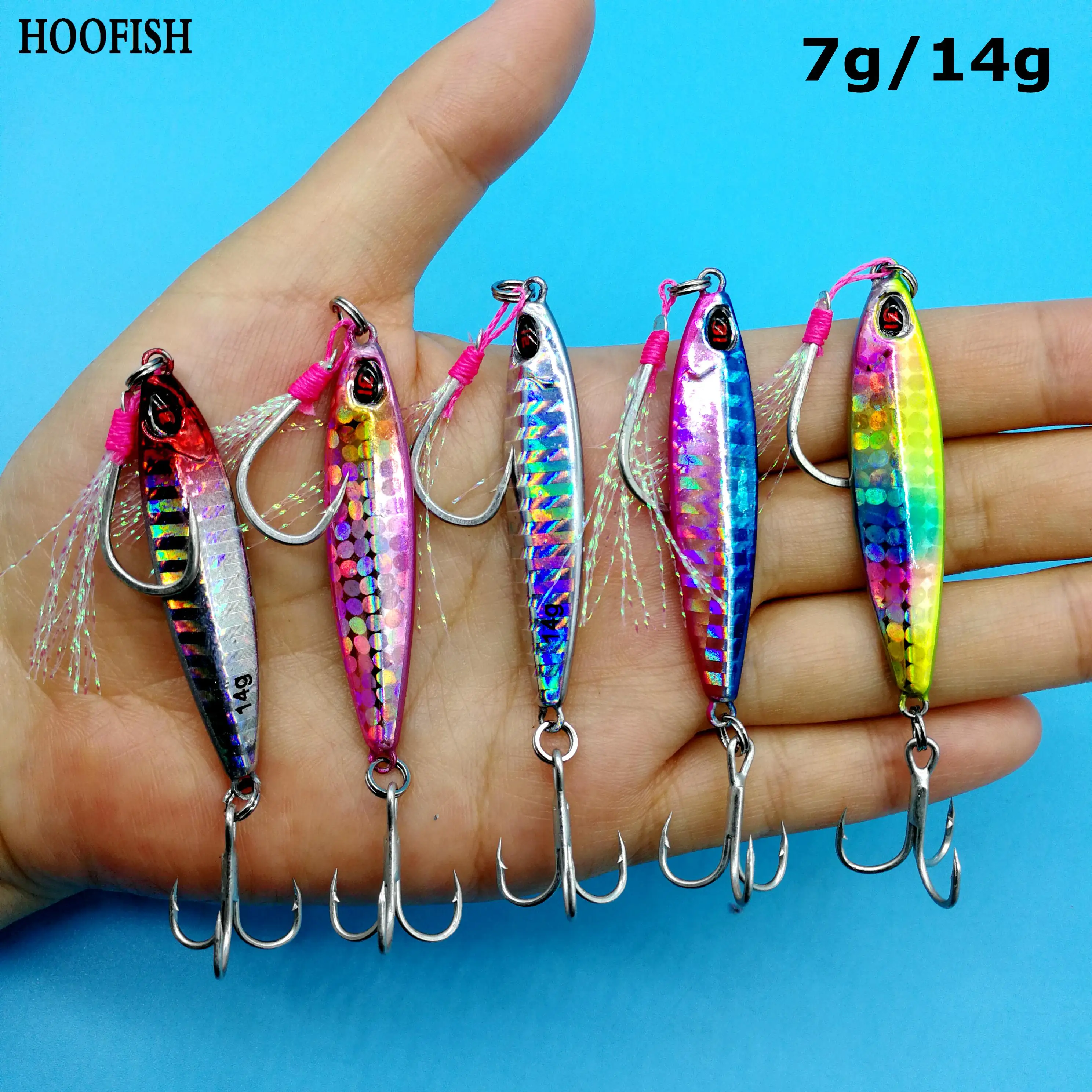 HOOFISH 10 шт./лот мини блесна приманка для ловли рыбы твердая 7g/10g/14g/21 г двойной крюк