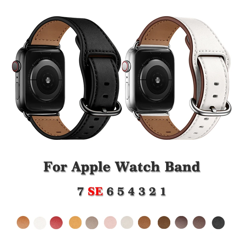 Lether Band for Apple Watch 7 41mm 45mm Strap iwatch series 3 38mm SE 6 5 4 2 1 Bracelet Accessories 40mm Wristband | Наручные часы