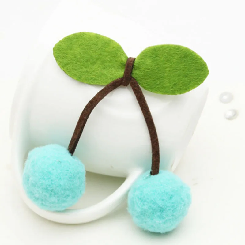 

30Pcs/lot felt ball cherry appliques for hair clip accessories, cherry appliques for glove clothing accessories