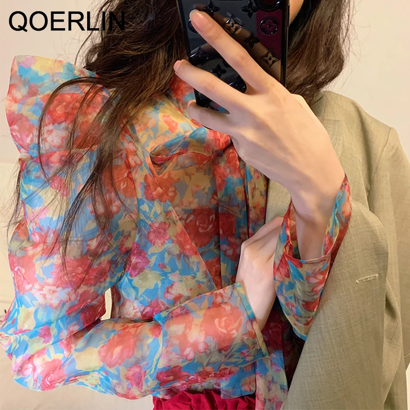 Женская прозрачная блузка с бантом QOERLIN |