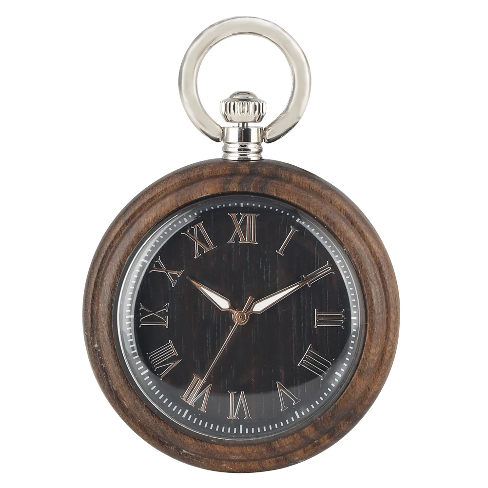 Attractive Dark Brown Wooden Pocket Watch for Male Large Dial with Clear Roman Numerals Watches Women | Наручные часы