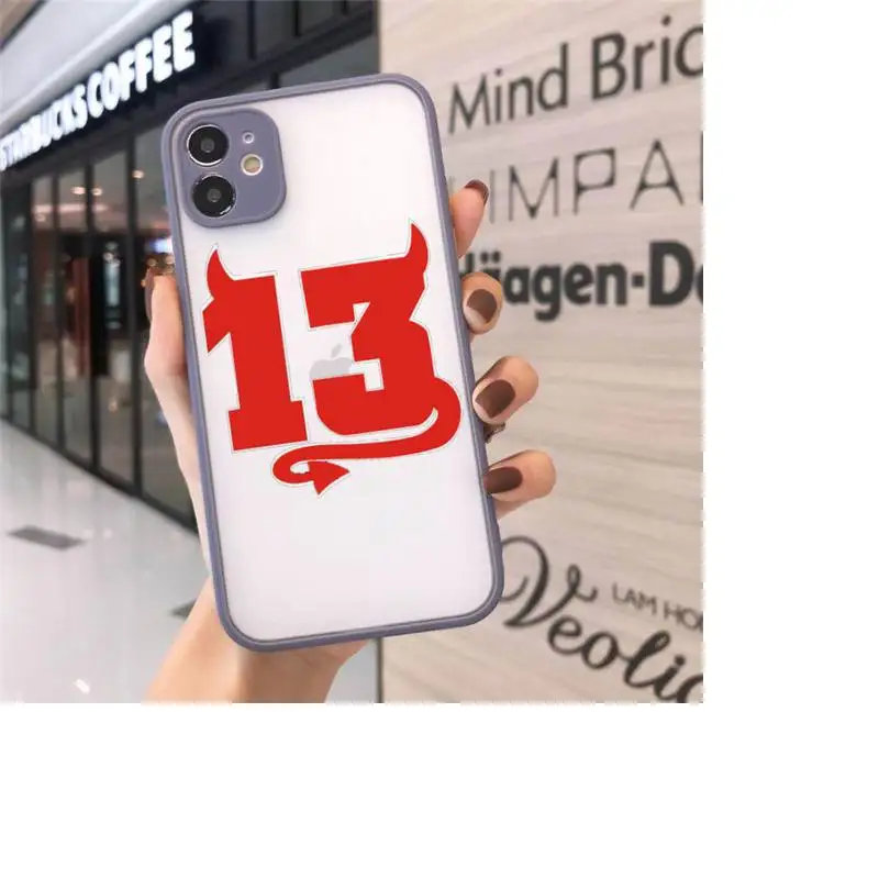 

Lucky Number 13 Phone Case For iPhone 12 11 Mini Pro XR XS Max 7 8 Plus X Matte transparent Gray Back Cover