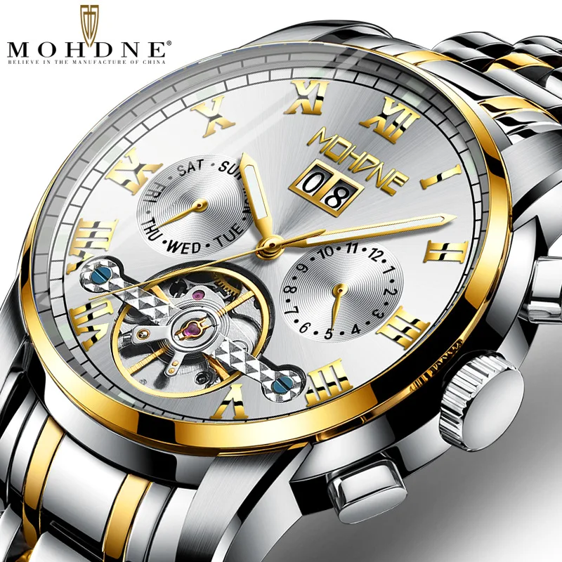 Золотые автоматические механические часы с турбийоном модные мужские роскошные