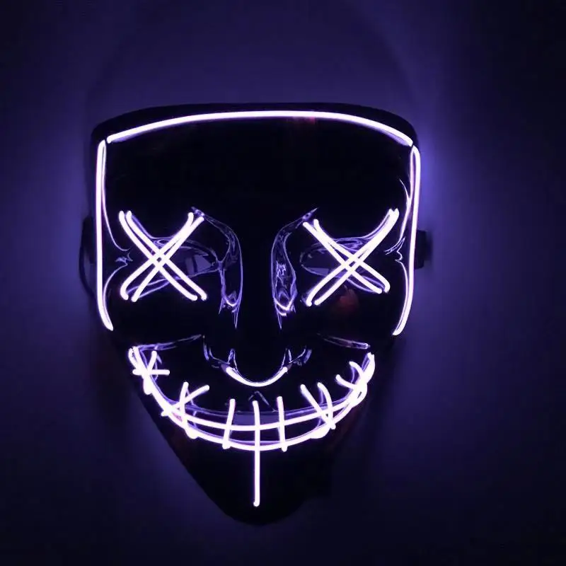 Halloween Mask 10 colors EL Wire Flashing Cosplay LED neon Costume Anonymous for Glowing Dance Carnival Party Masks | Дом и сад