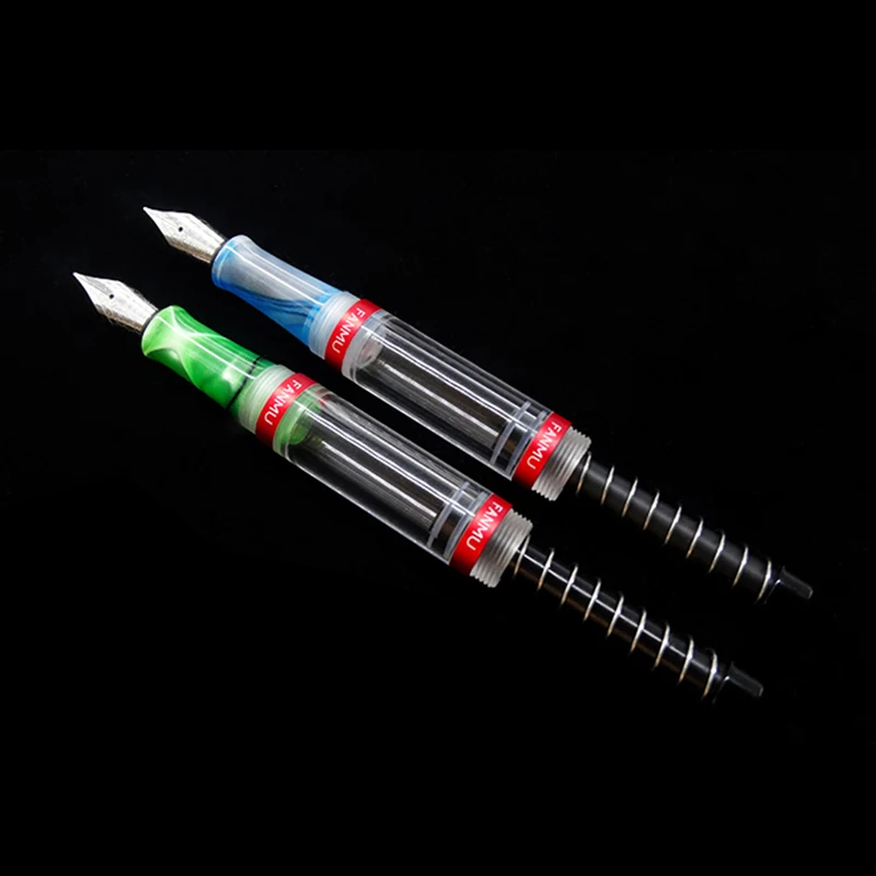 Перьевая ручка прозрачная из смолы ручки для фонтанов M Nib пружинный поршень