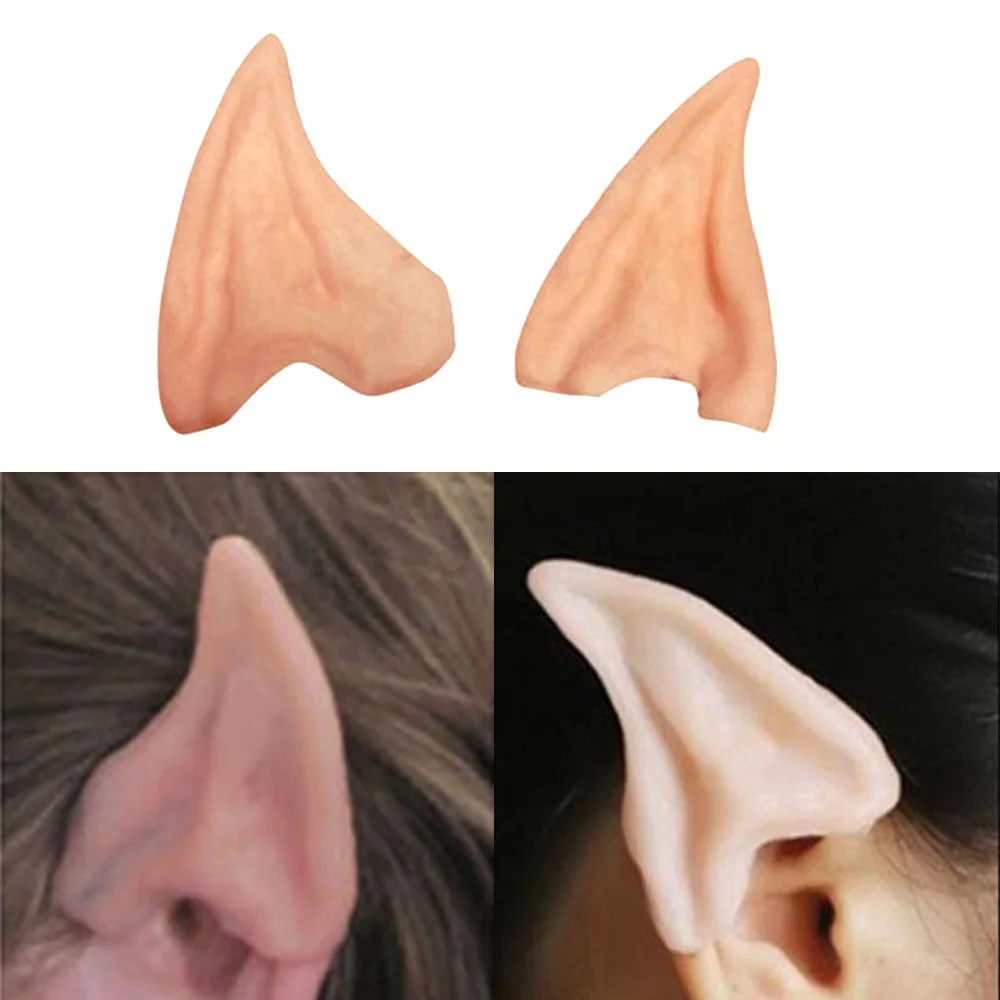Elf Ears half 2 шт. сказочные уши латексные эльфийские уши Ложные уши вечерние реквизит креативный подарок костюм на Хэллоуин аксессуары светящиеся вампиры поддельные зубы - Цвет: Elf Ears half