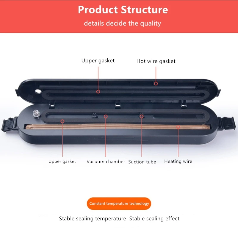 

Home Kitchen Electric Vacuum Sealer Packaging Machine Including 5pcs Food Saver Bags Commercial Vacuum Food Sealing Household