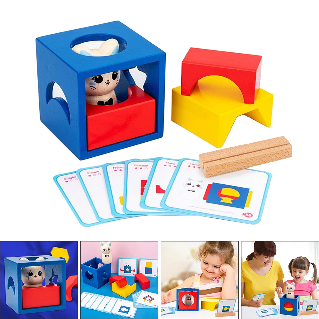 

Wooden Cat Adventure Game Brain Teaser Toys Stacking Game Logic Training Toy Set