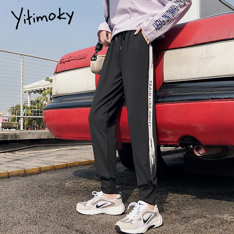Брюки женские спортивные с высокой талией белые джоггеры уличная одежда черные