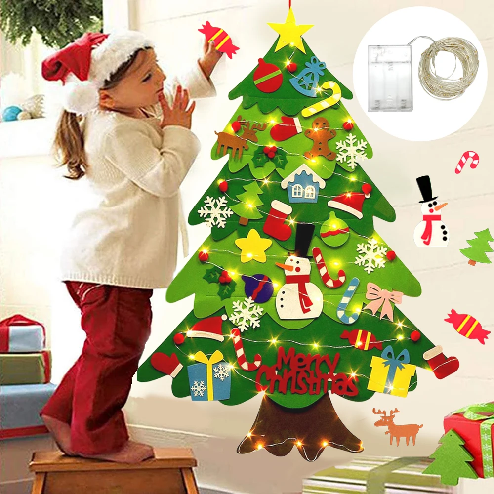 

DIY Felt Christmas Tree Christmas Decoration Navidad 2022 New Year Christmas Ornaments Santa Claus Christmas Children's Gifts