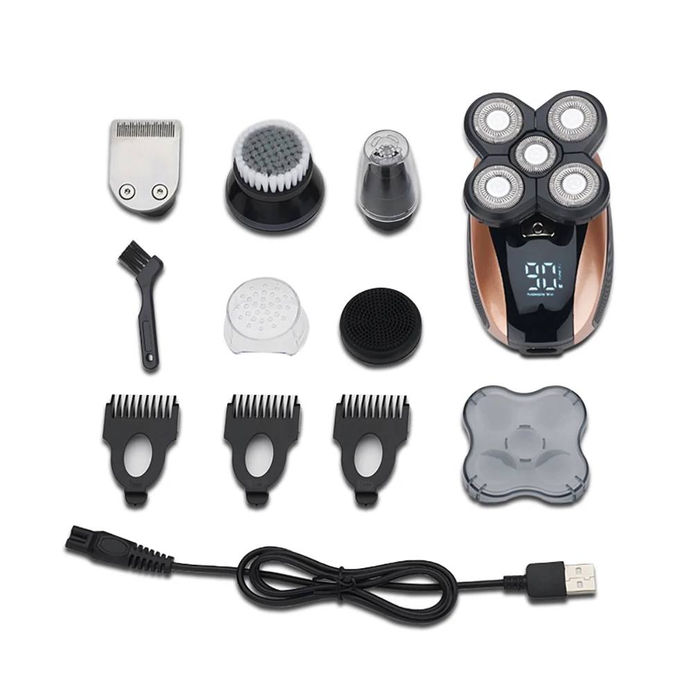 

5 in 1 Rechargeable Electric Shaver Five Floating Heads Razors Hair Clipper Nose Ear Hair Trimmer Men Facial Cleaning Brush
