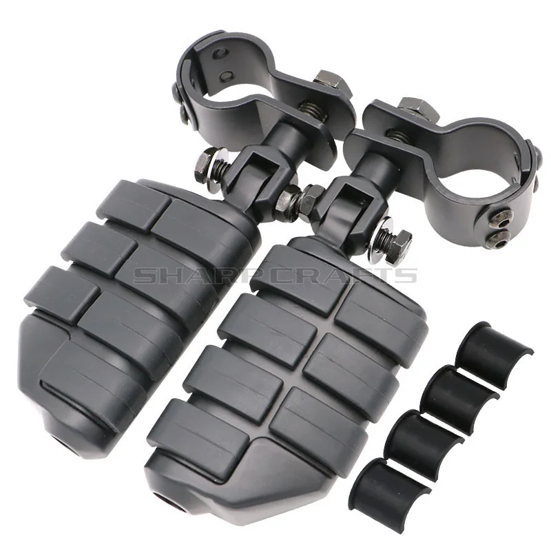H-Black " 1-1/4" 1,2" мотоцикл автострада Крушение Бар защита двигателя подножки крепежные зажимы комплект для Yamaha Suzuki Kawasaki - Цвет: H-Black