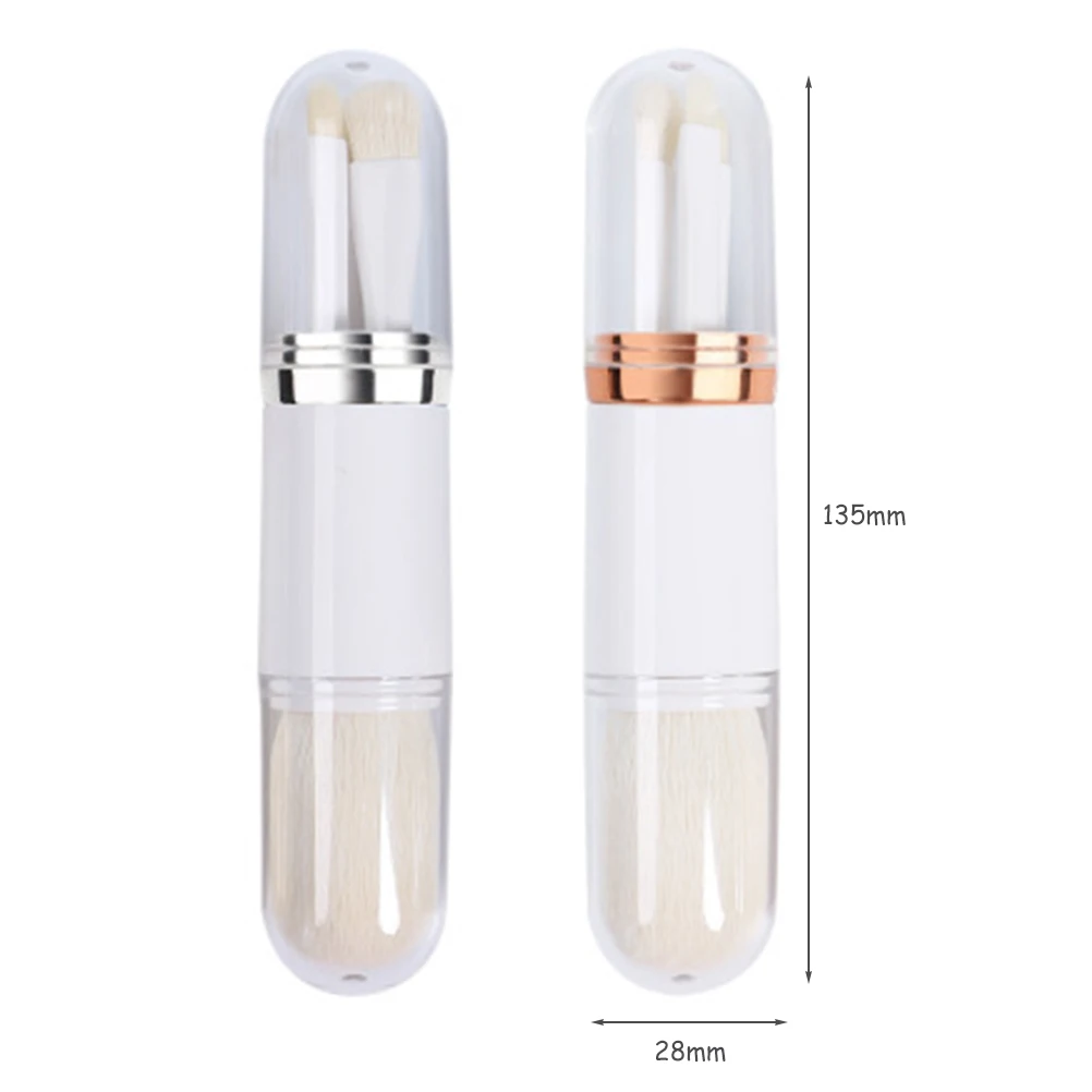 4 в 1 Набор выдвижных кистей для макияжа кисточки основы губ глаз с крышками