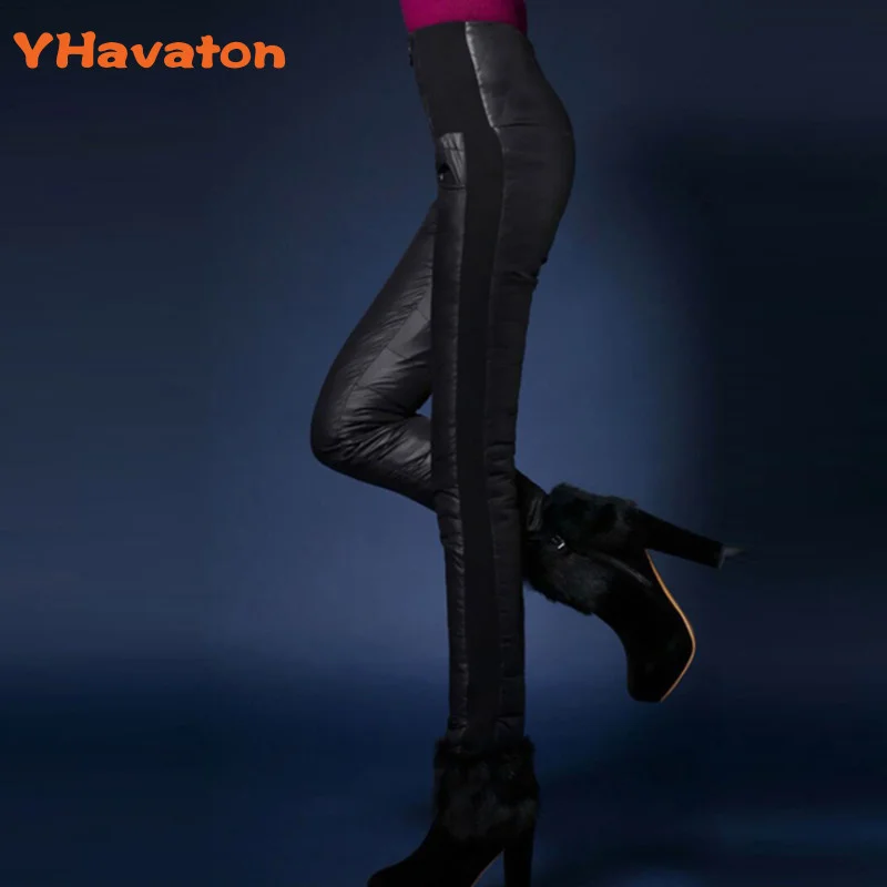 

YHavaton Women Winter Pants Plus Size Velvet Trousers Thickening Slim Thermal Female Warm Trousers Legging High Waist Down Pants