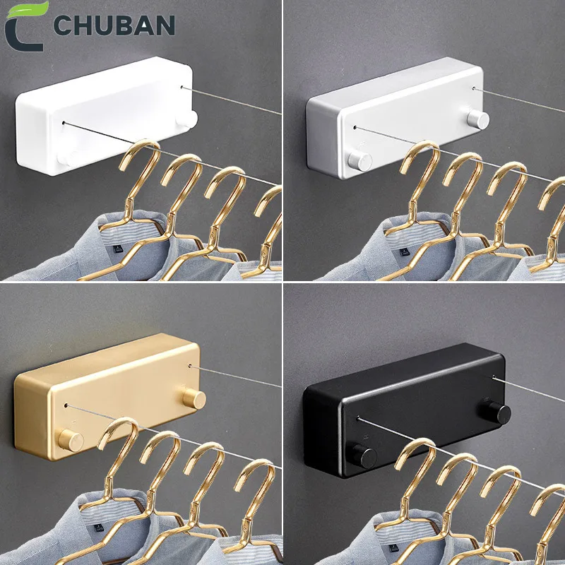 Невидимая Выдвижная бельевая веревка CHUBAN без пробивания - Цена: 