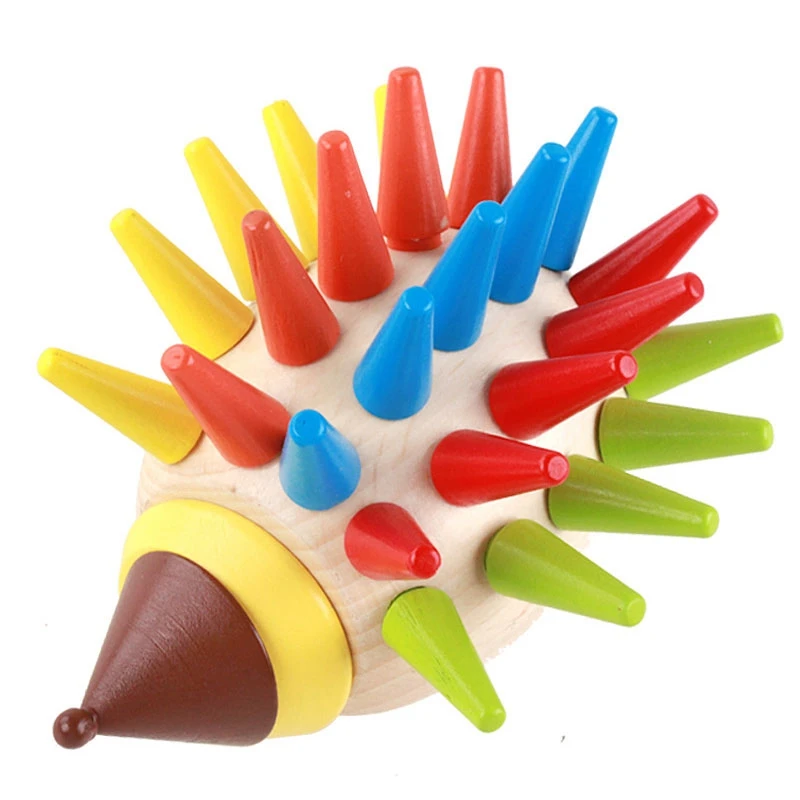 

Wood DIY Magnetic Colorful Hedgehog Knocked Toys Building Children Early Childhood Education Fun Puzzle Toys