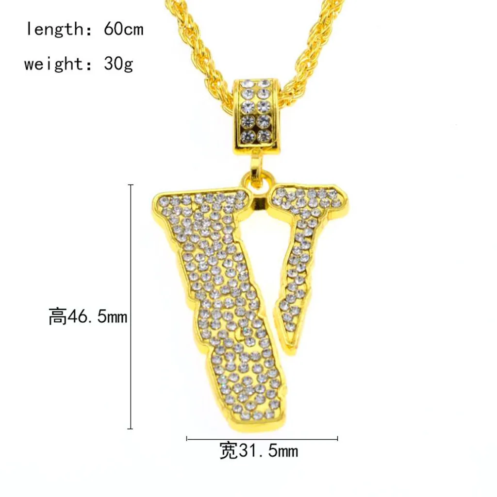 Мужское ожерелье в стиле хип хоп золотого и серебряного цвета с v образным