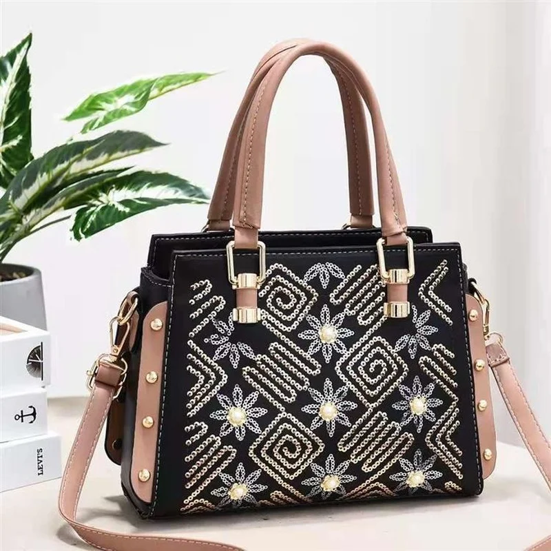 

Сумки для женщин, новинка 2021, подходящая ко всему женская сумка на плечо с цветной вышивкой, кошельки и сумочки, роскошная дизайнерская сумк...