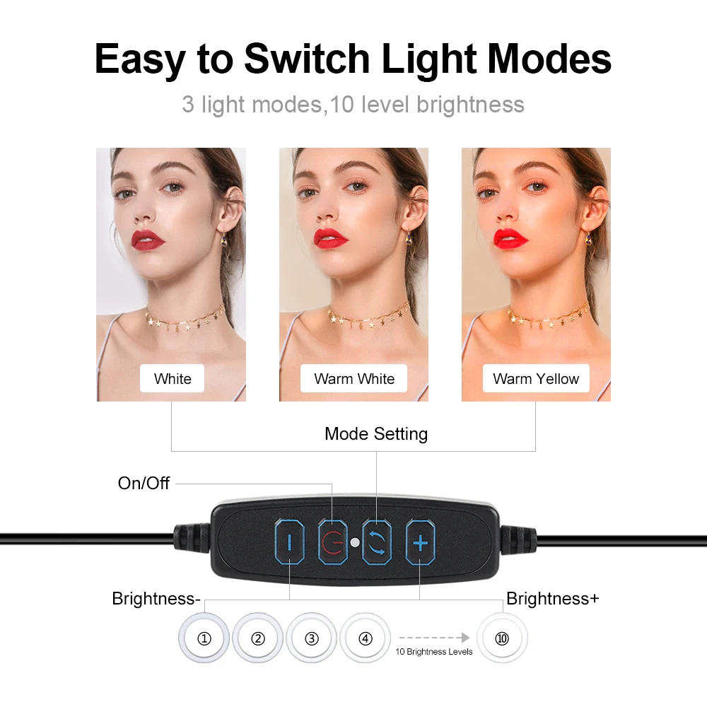 Светодиодный кольцевой светильник для селфи с подставкой гусиная шея и