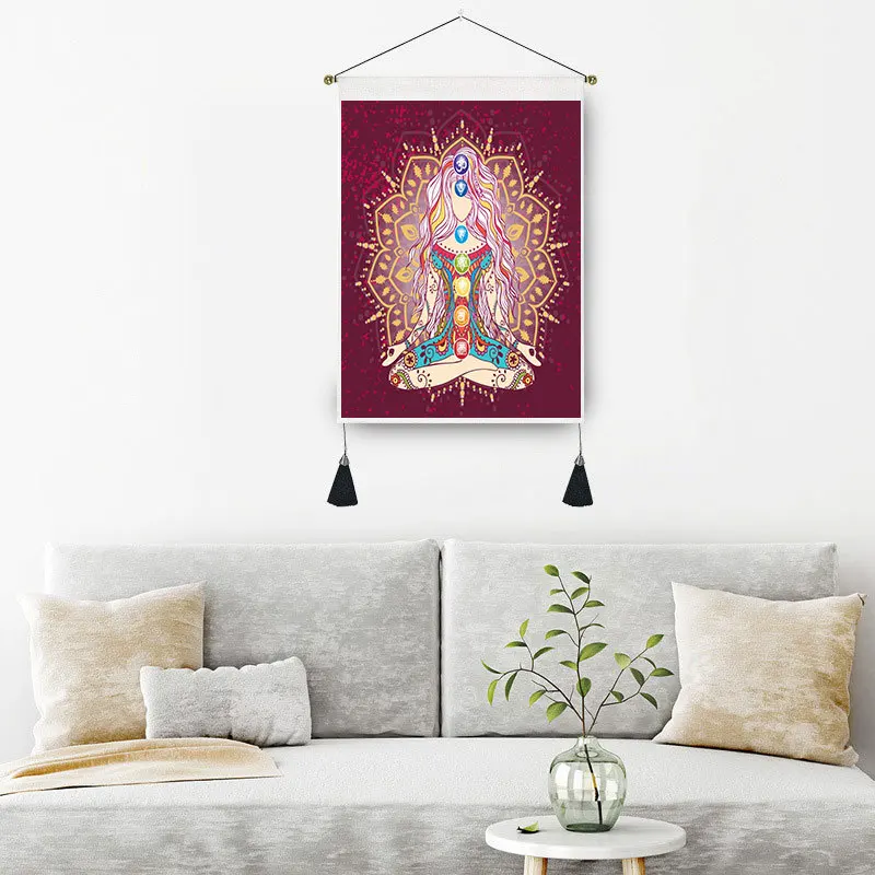 С психоделической мандалой Йога Для мужчин в качестве фона для дивана и фазы