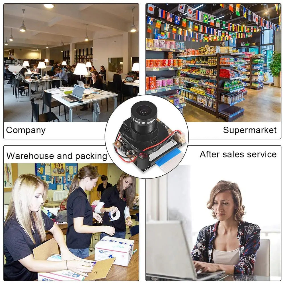 Raspberry Pi 4 B 3 B+ Camera Module Automatic IR-Cut Switching Day/Night Vision Video Module Adjustable Focus 5MP 1080p