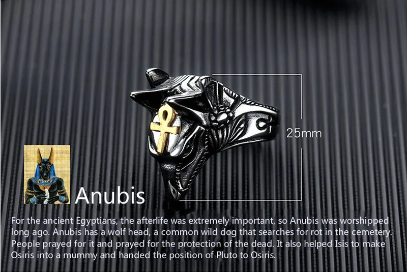 Египетский крест Anubis Бог кольца для мужчин голова Волка Knuckle Anka египетское кольцо