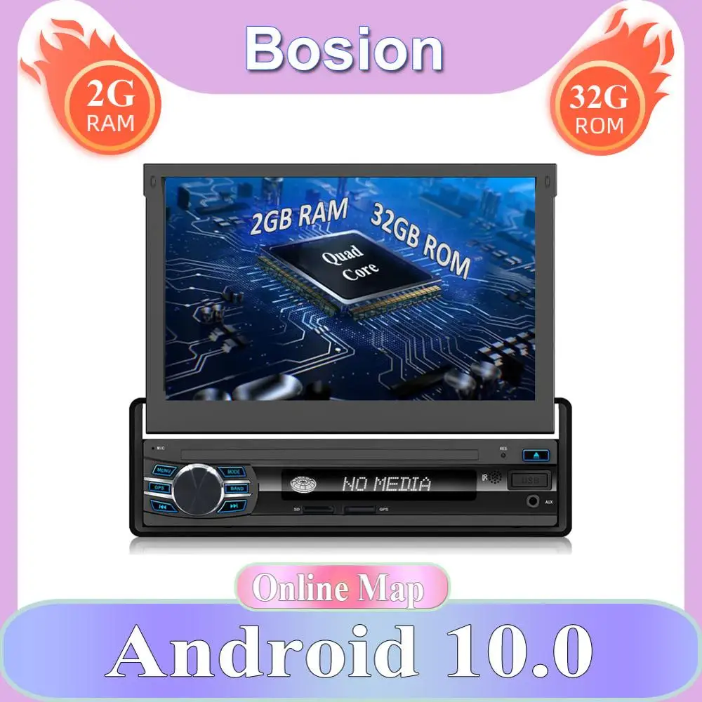 Автомагнитола 1 Din на Android 10 0 с GPS навигацией выдвижной экран мультимедийный