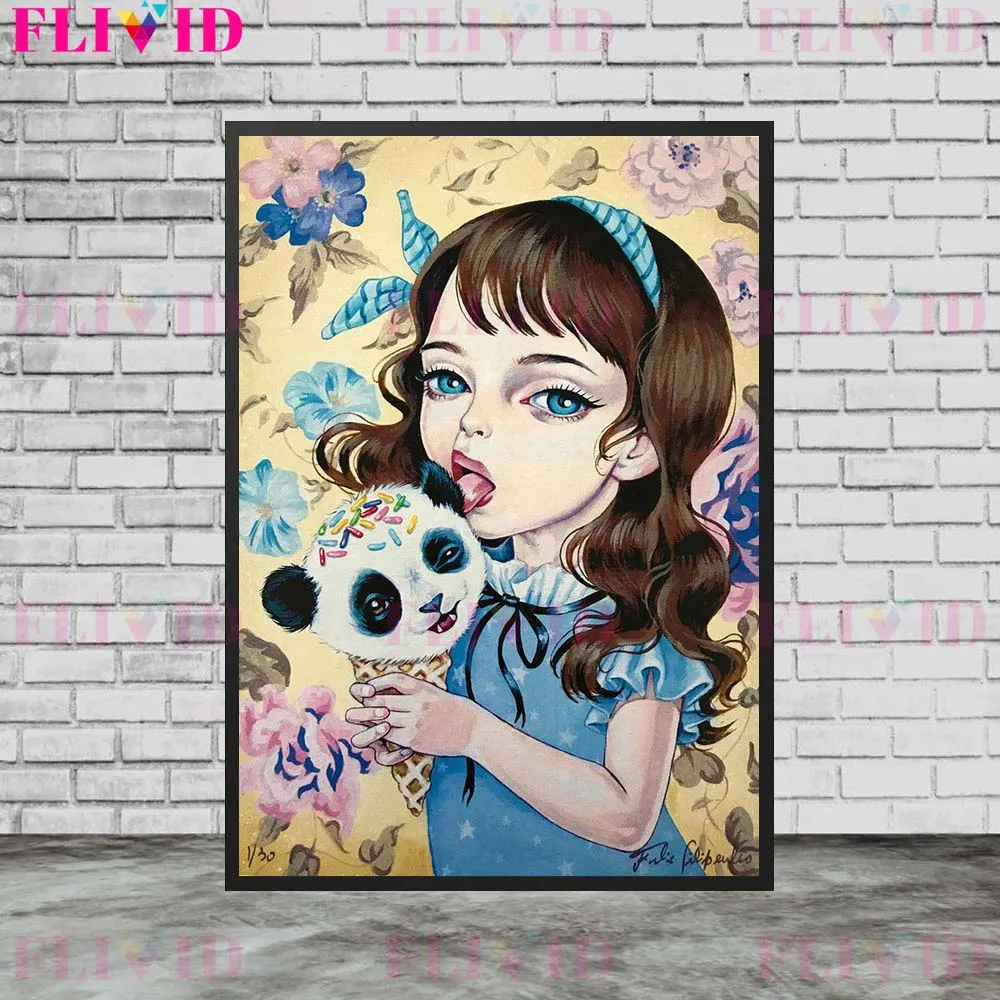 Волшебная маленькая девочка Готический Ведьмак художественный плакат лиса