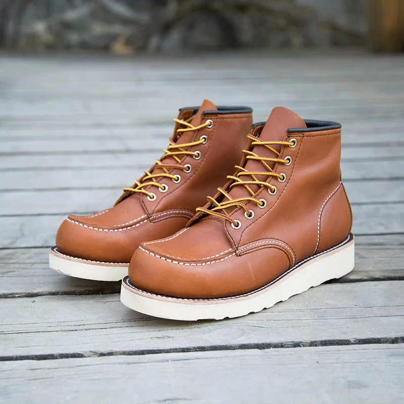 Мужские Винтажные ботильоны Goodyear черные мотоциклетные ботинки из натуральной