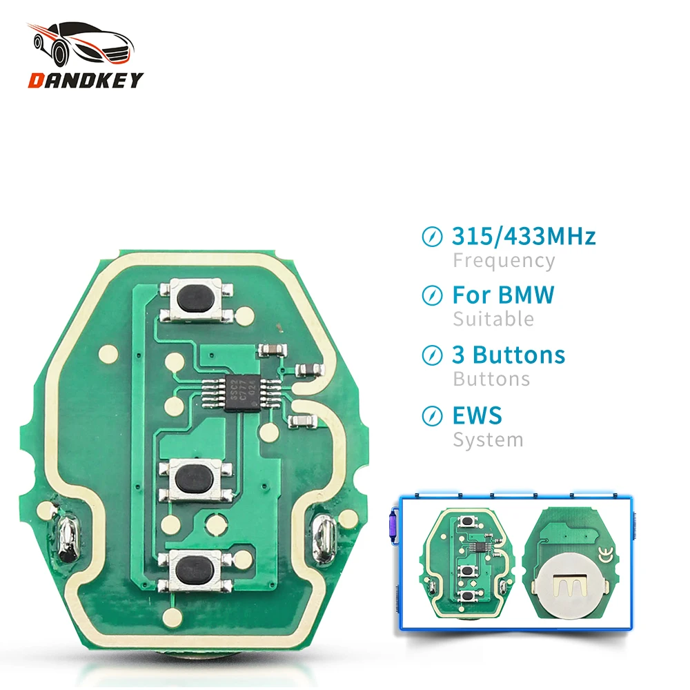 Dandkey 10pcs Remote Control Key Circuit Board 315Mhz / 433MHz For BMW 3 5 X series 7S E38 E39 E46  EWS System Fob 3 Buttons Key