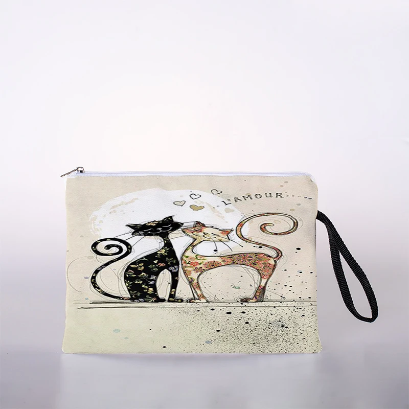 

Casual cat cosmetic bag makeup travel beautiful colorful storage bag lady wash tool bag flower cosmetic bag