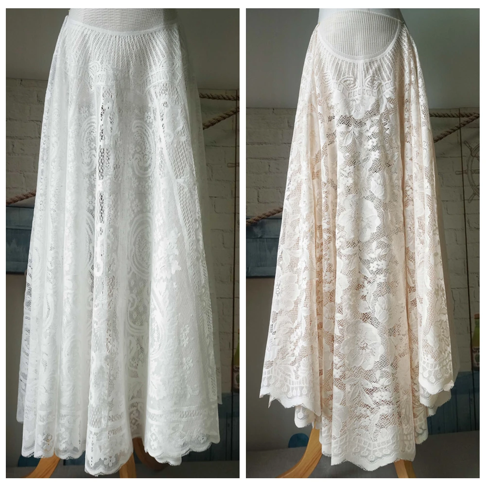 

Off White, Apricot Color Round Lace Fabric Pieces for Dress Making Size 180CM