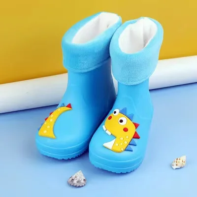 

Children Rain Boots Mini Cartoon Kids Water Shoes Cut Baby Plus Cotton Non-slip Waterproof Monochrome Rain Boots CR01