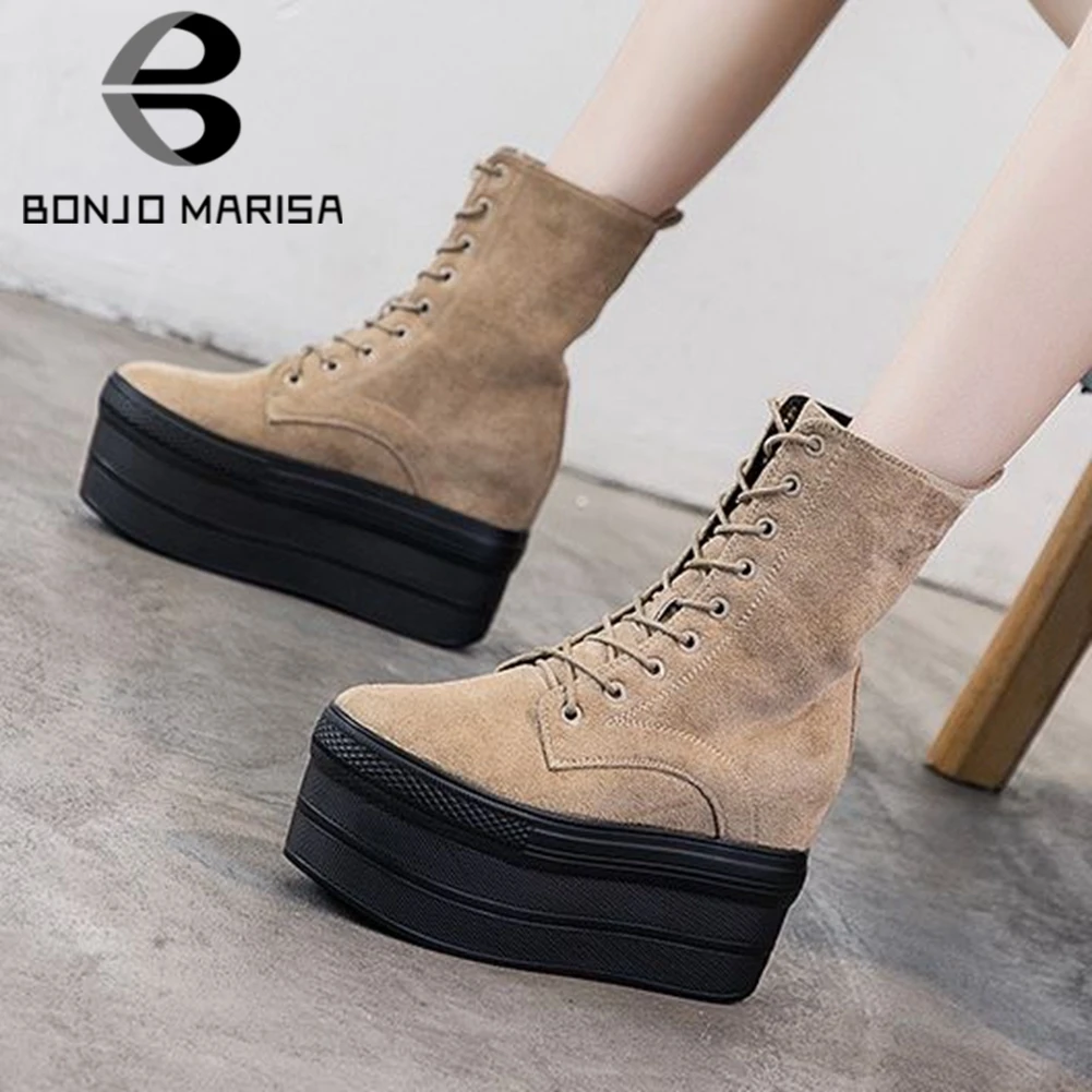 

Ботинки женские BONJOMARISA, Зимние ботильоны на толстой платформе, для отдыха