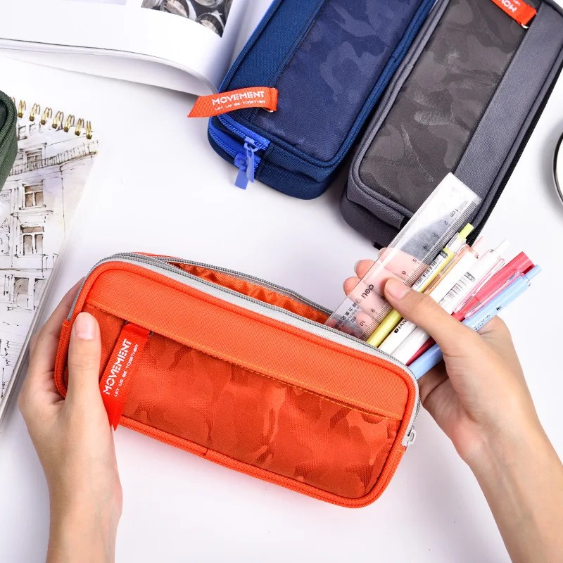 

pen New Cartoon Korean Canvas Pencil Case Boy School Creative Big Large Capacity Side Zipper Cute Pencil Bag Box Stationery