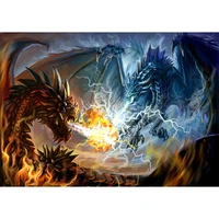 5d diamond painting fantasy fire dragon vs lightning dragon full drill diamond embroidery mosaic picture of rhinestones decor