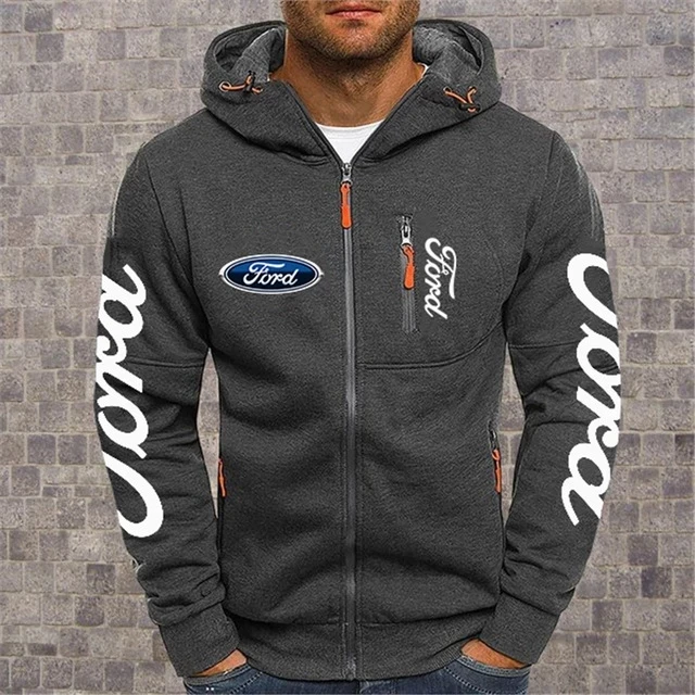 

2020NEW Men's Hoodies Ford Mustang Car Logo Print Casual HipHop Black Hooded Fleece Sweatshirts Zipper Jacket Men Tops