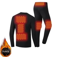 winter heated mens thermal underwear suit heated pants fleece hiking heating t shirts usb waterproof motorcycle electric suit
