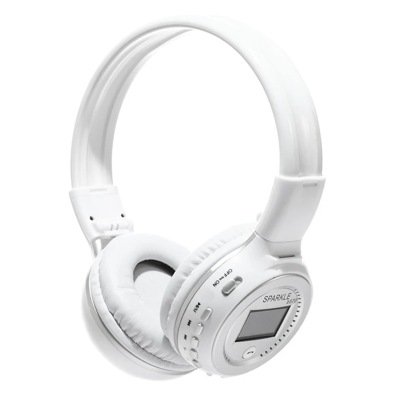 Белый B570 Bluetooth наушники с FM радио ЖК-дисплей стерео-гарнитура беспроводные наушники гарнитура Bluetooth для телефона ПК - Цвет: Белый