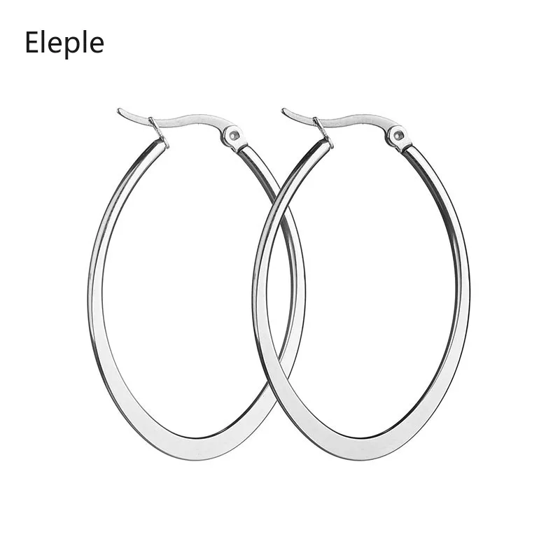 Женские овальные серьги кольца Eleple круглые подвески из титановой стали
