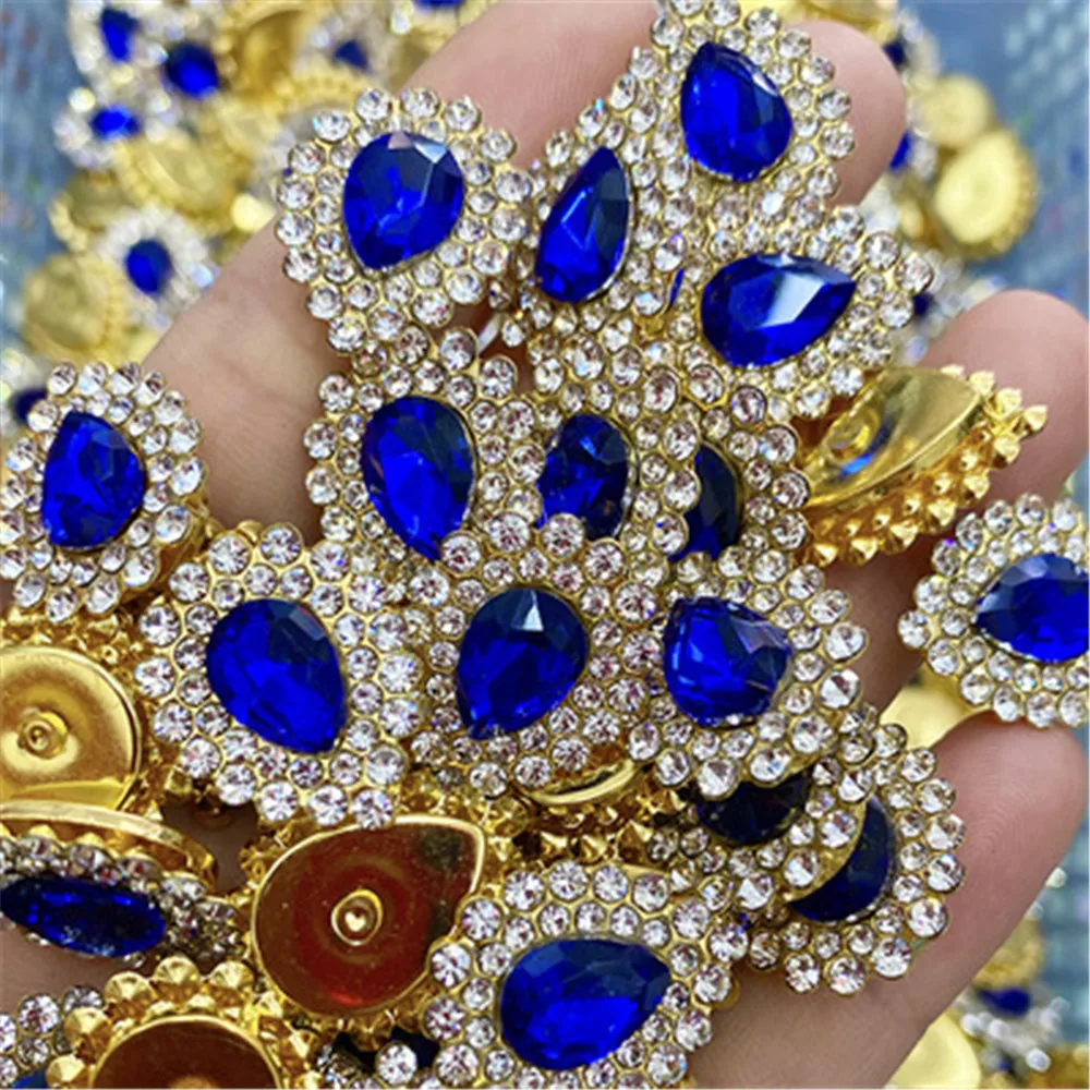 

50 / PCS lake blue water drop glass claw drill crystal hand sewing drill DIY handmade clothing accessories wholesale factory dir