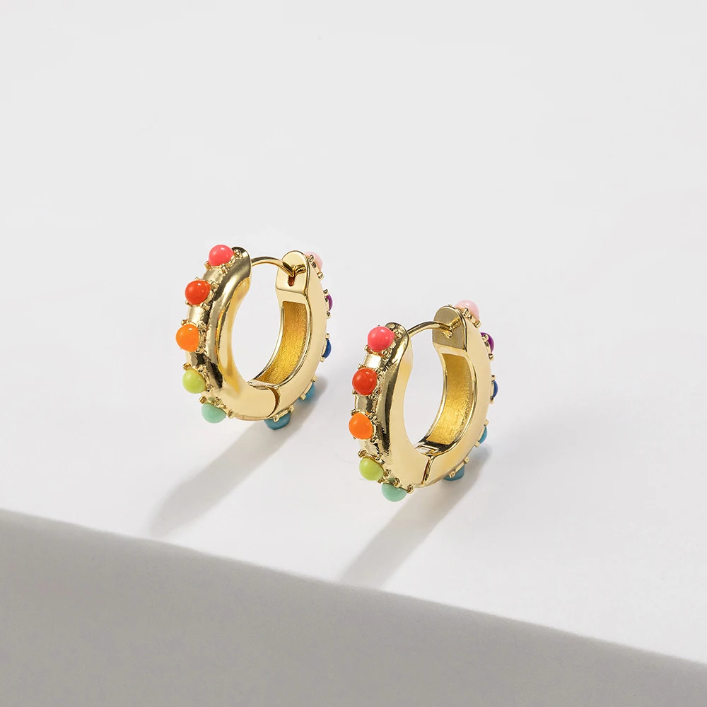 

Fashion CZ Rainbow Earrings Cubic Zirconia Ear Cuff Set for Female Trendy Gold Round Clip on Earrings Earcuff Crystal Jewelry