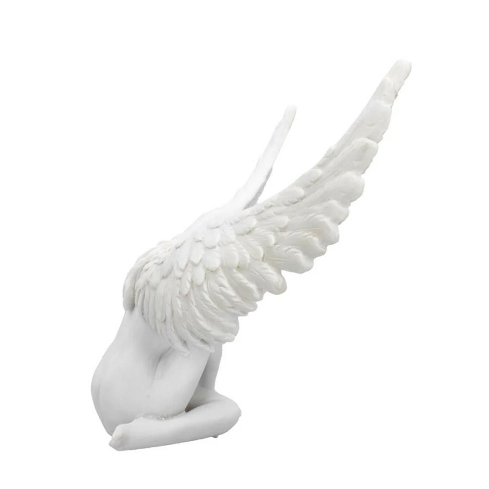 

Nordic Resin White Angel with Wings Statue Home Living Room Sculpture Bedroom Garden Decoration Modern Art Sketch Figurine