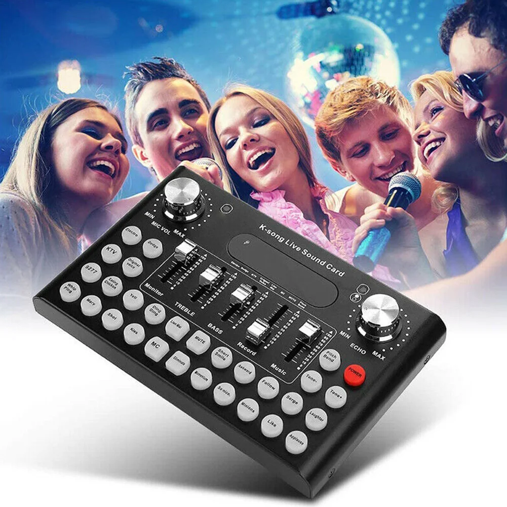 

F8 Audio Mixer Intelligent Karaoke Broadcast External Universal Computer Live Digital Bluetooth Sound Card Set Aluminium Alloy